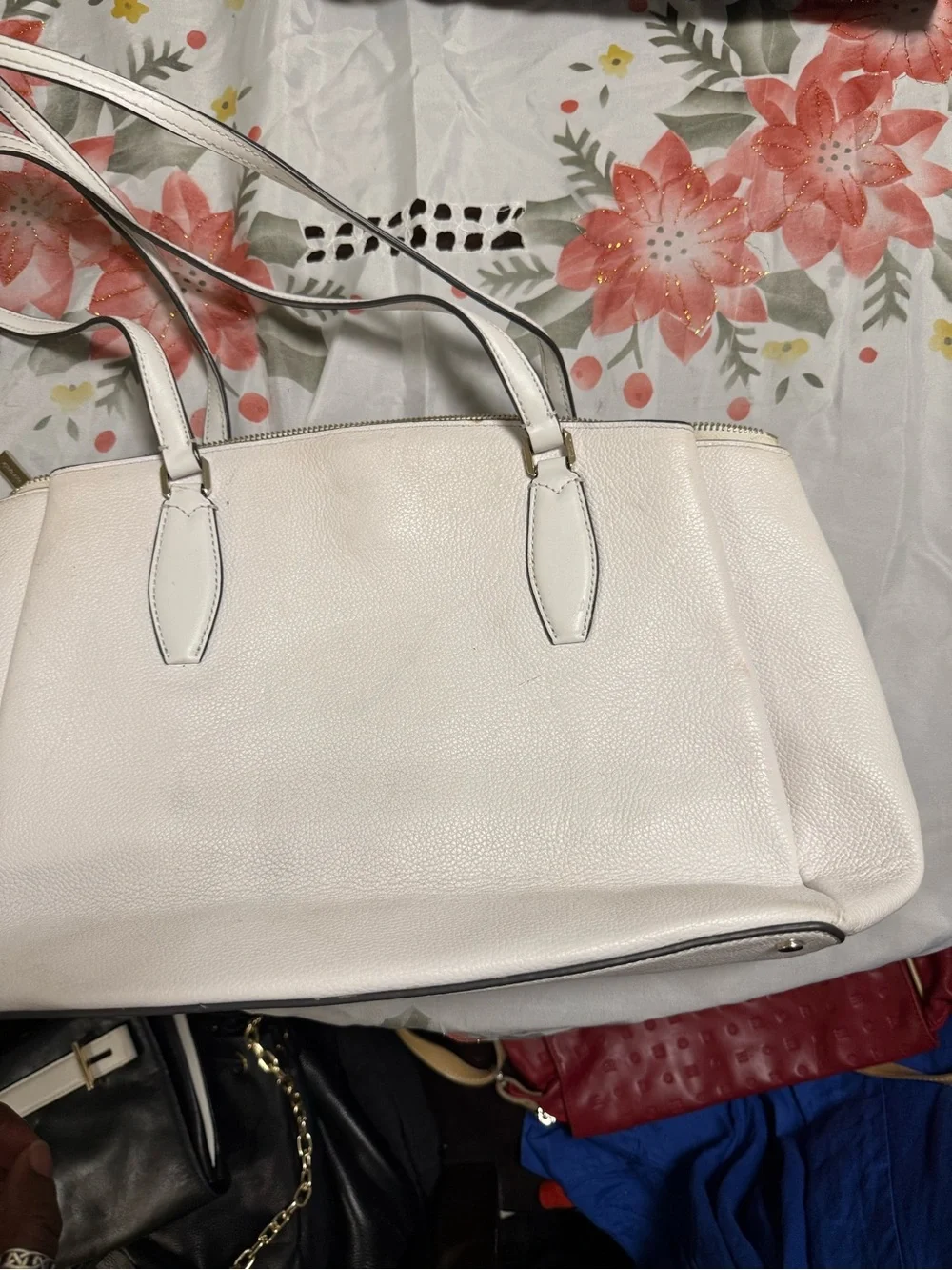 kate spade Cream Leather Shoulder Tote